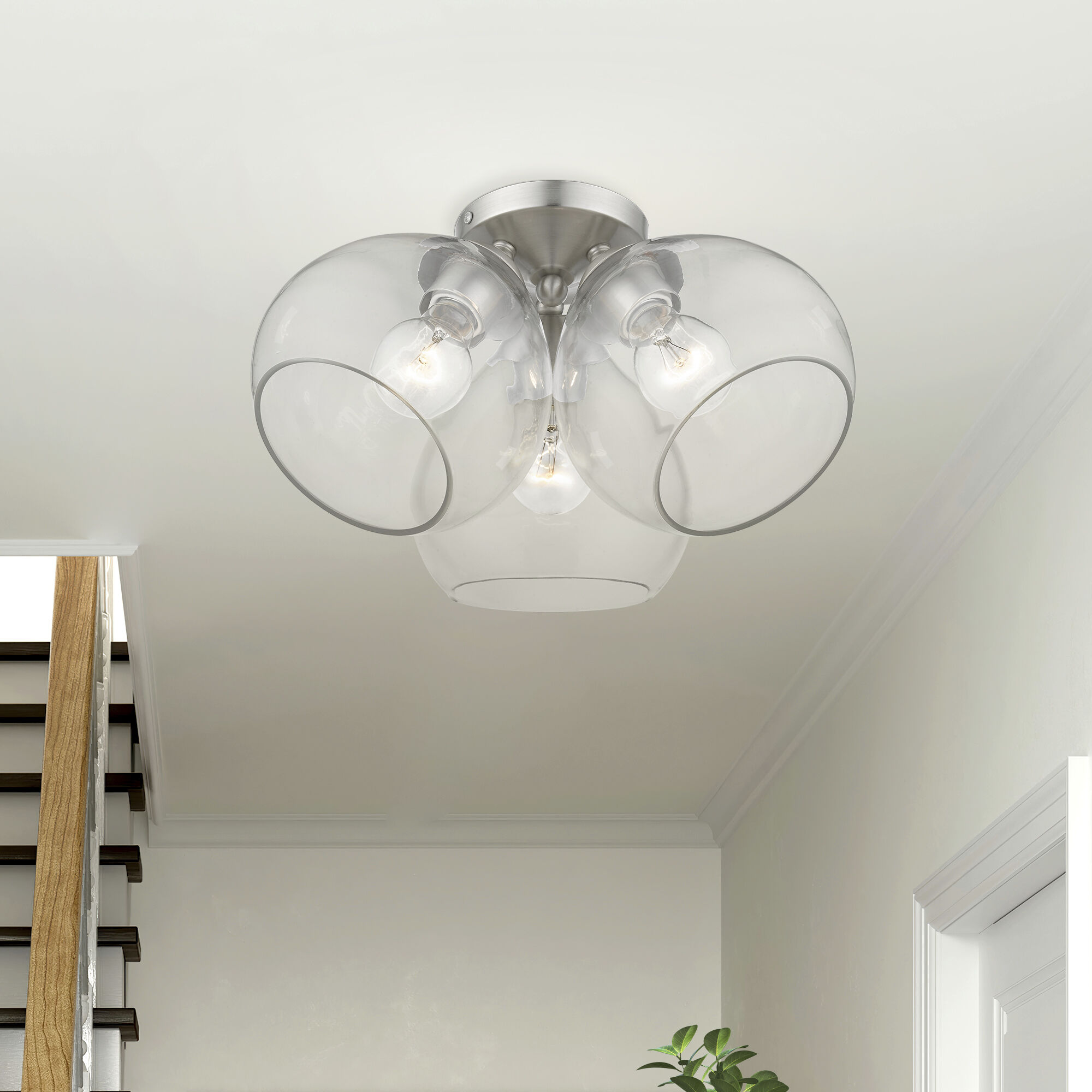 Catania 3 Light 16 inch Brushed Nickel Semi-Flush Ceiling Light