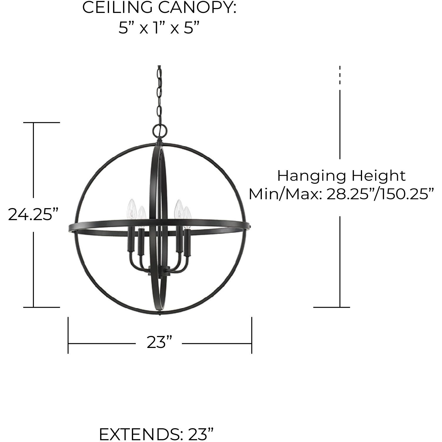 Elijah 4 Light 23 inch Matte Black Pendant Ceiling Light