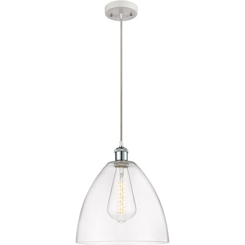Ballston Dome 1 Light 12 inch White and Polished Chrome Mini Pendant Ceiling Light in Clear Glass
