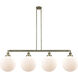 Franklin Restoration XX-Large Beacon 4 Light 56 inch Antique Brass Island Light Ceiling Light in Matte White Glass, Franklin Restoration