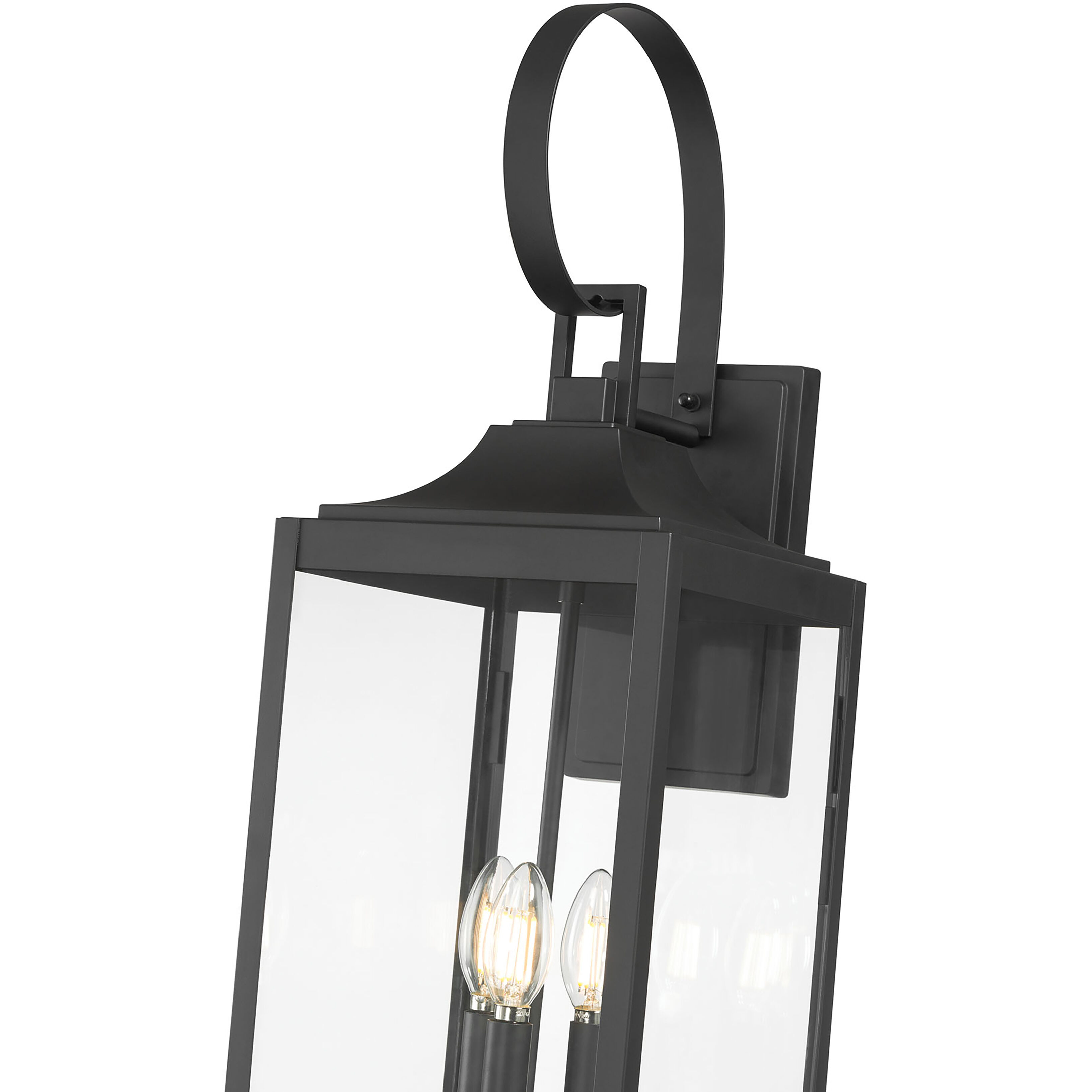 Halston 3 Light 28 inch Powder Coated Black Outdoor Wall Sconce
