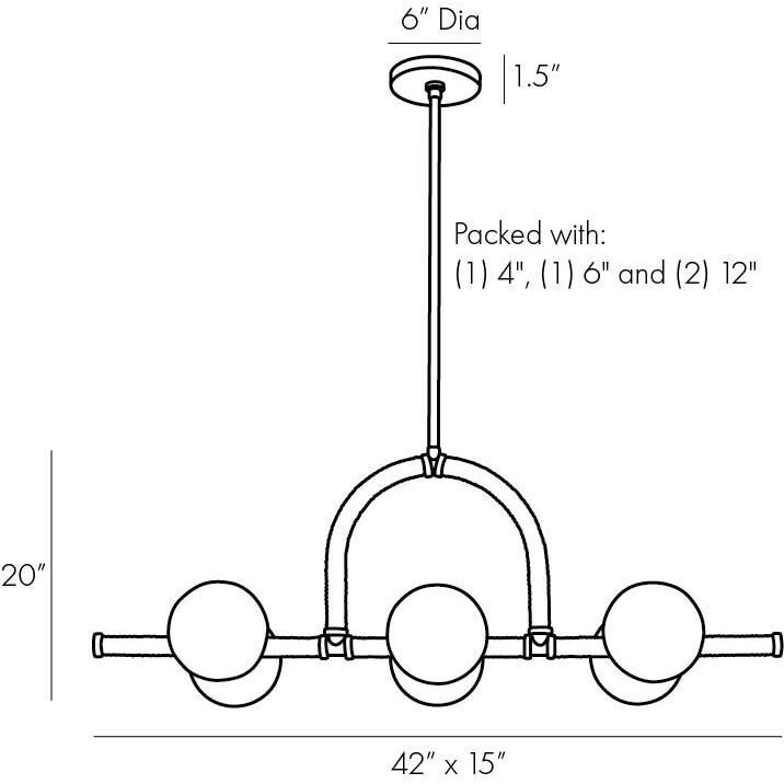 Harrison 6 Light 42 inch Heritage Brass Linear Chandelier Ceiling Light