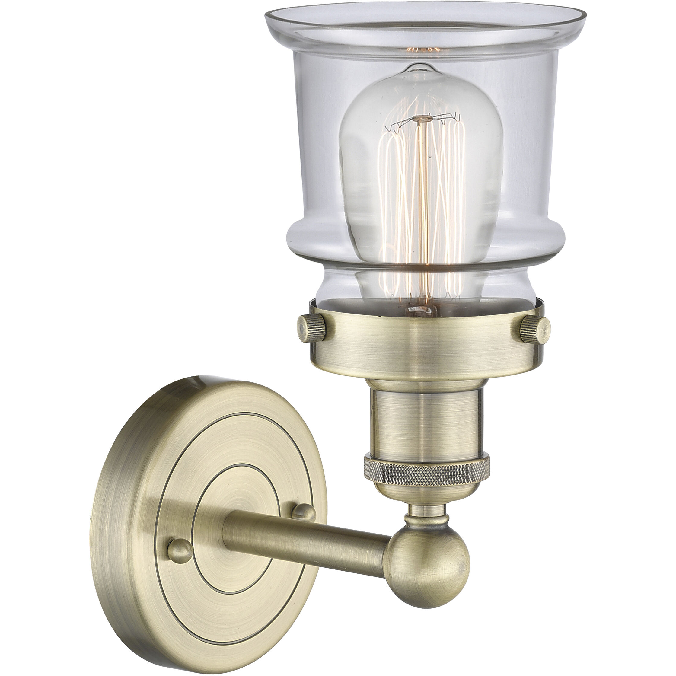 Canton Sconce Wall Light in Antique Brass, Clear