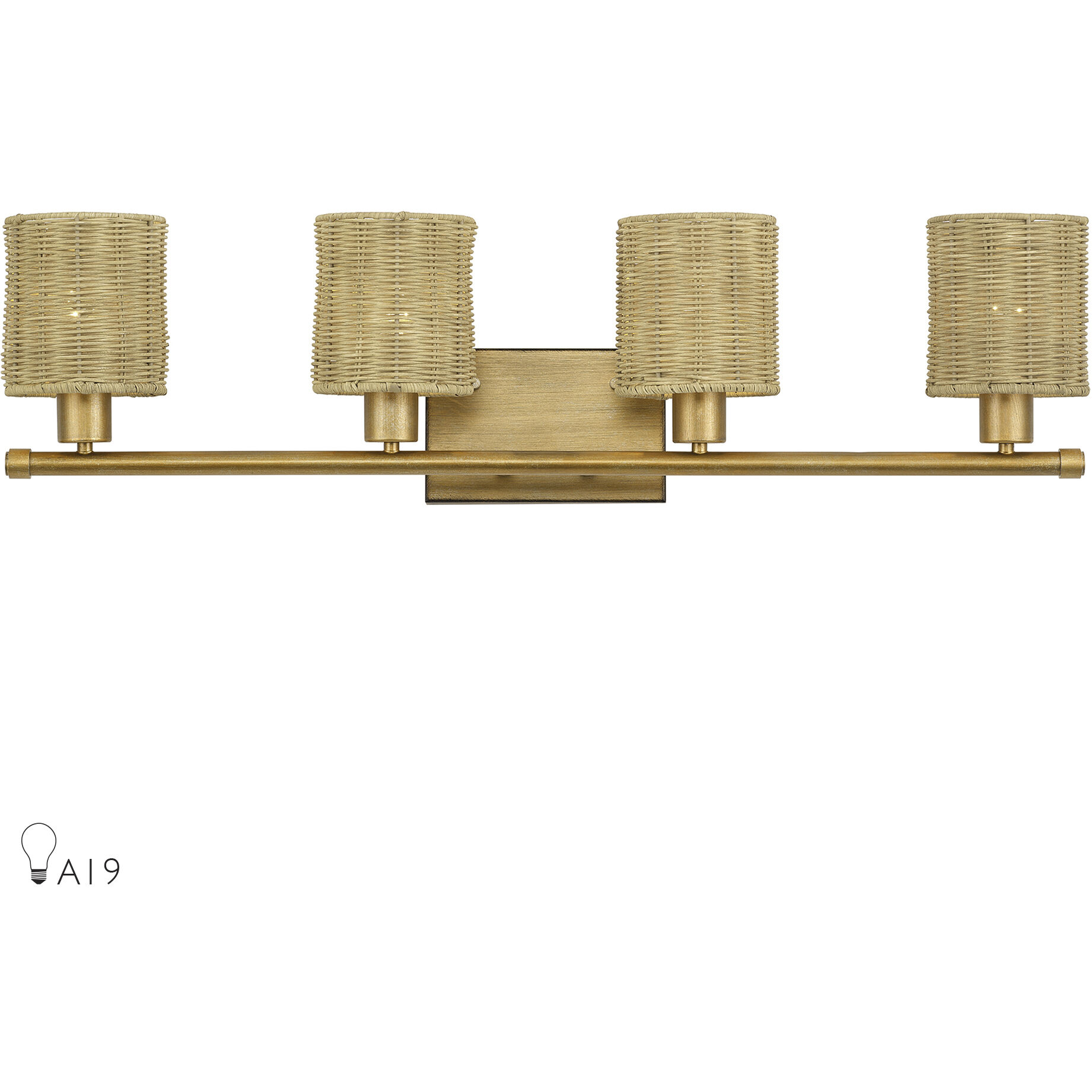 Weavington 4 Light 35.5 inch Antique Gold Leaf Vanity Wall Sconce Wall Light