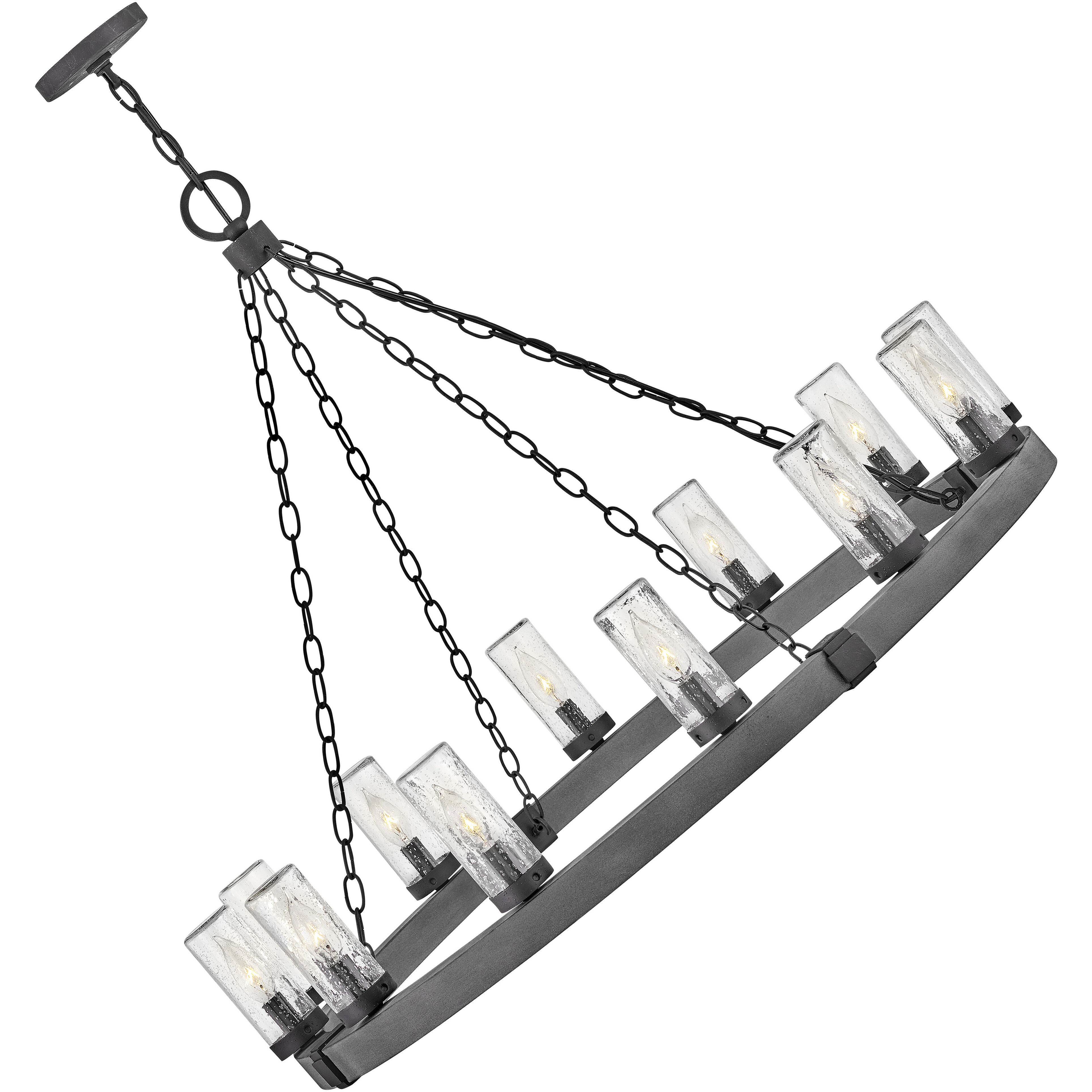 Open Air Sawyer 12 Light 38 inch Aged Zinc with Distressed Black Outdoor Hanging in Non-LED