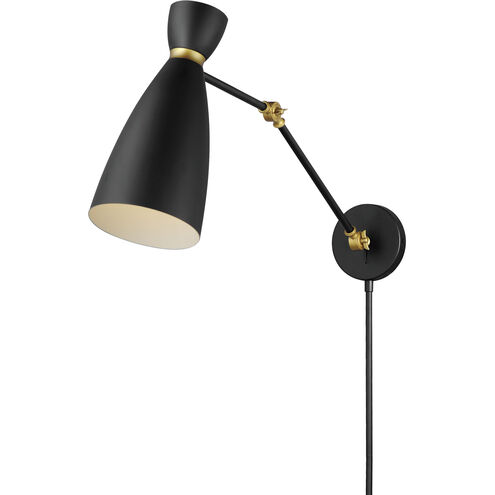 Carillon 1 Light 7 inch Black and Satin Brass Wall Sconce Wall Light