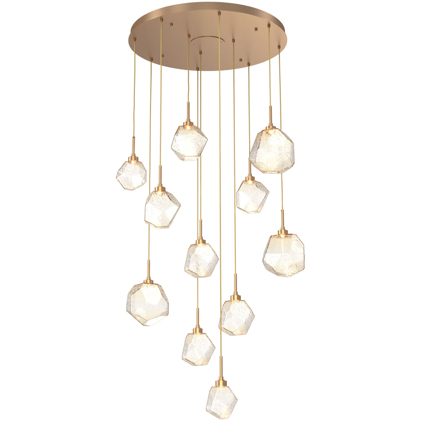 Gem LED 35.6 inch Novel Brass Chandelier Ceiling Light, Round Multi-Port
