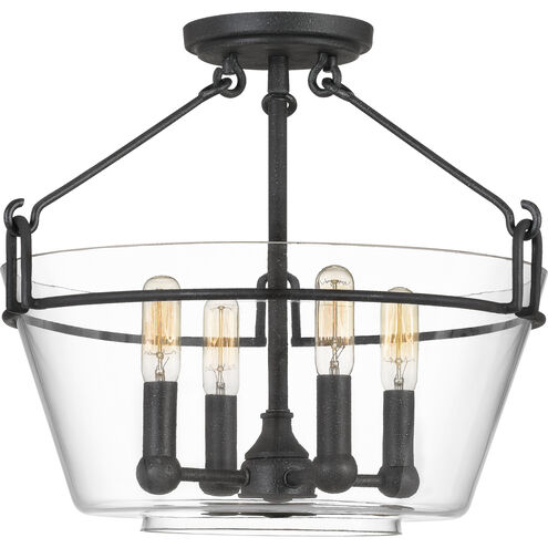 Wells 4 Light 17 inch Grey Ash Semi-Flush Mount Ceiling Light