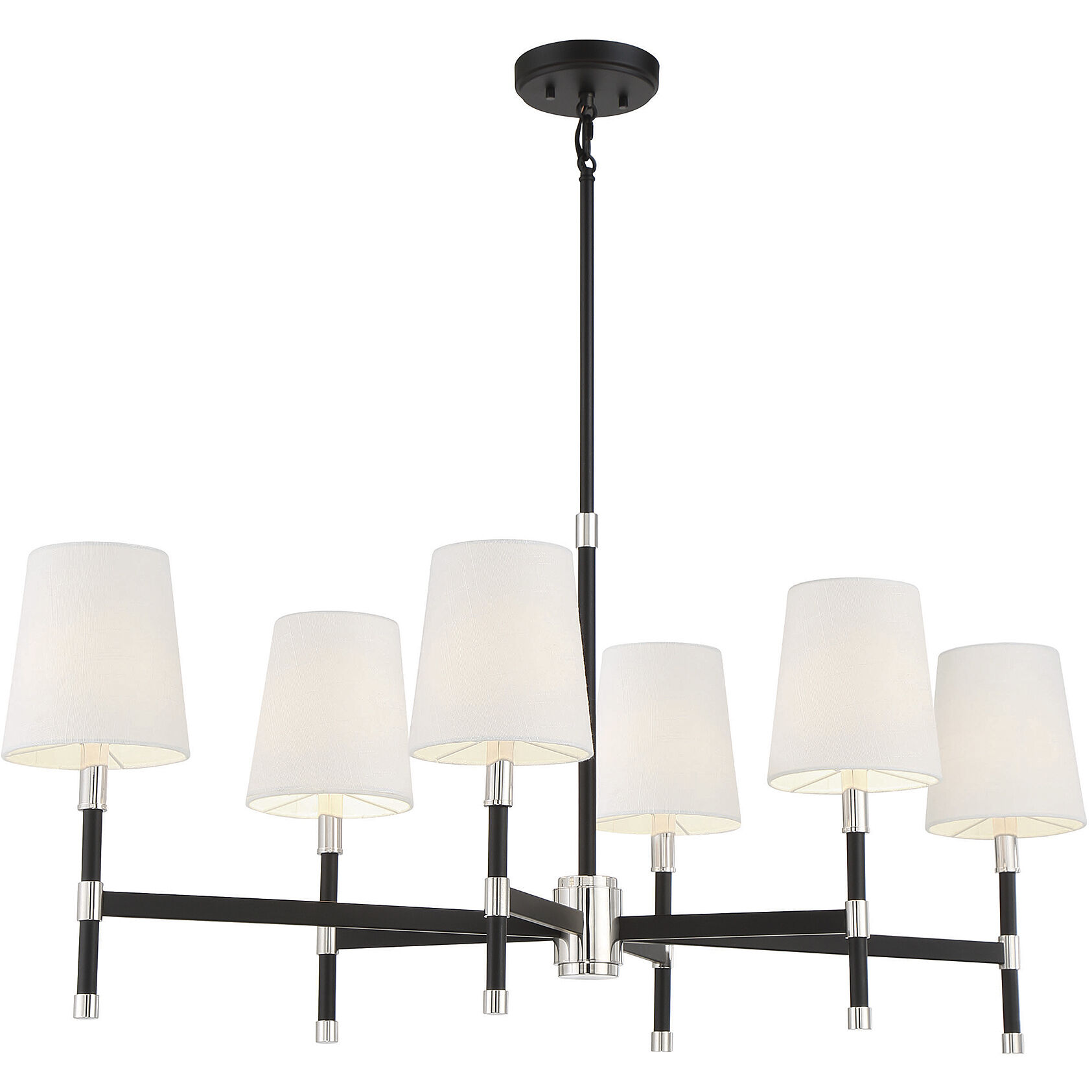 Brody 6 Light 41 inch Black with Polished Nickel Accents Linear Chandelier Ceiling Light, Essentials