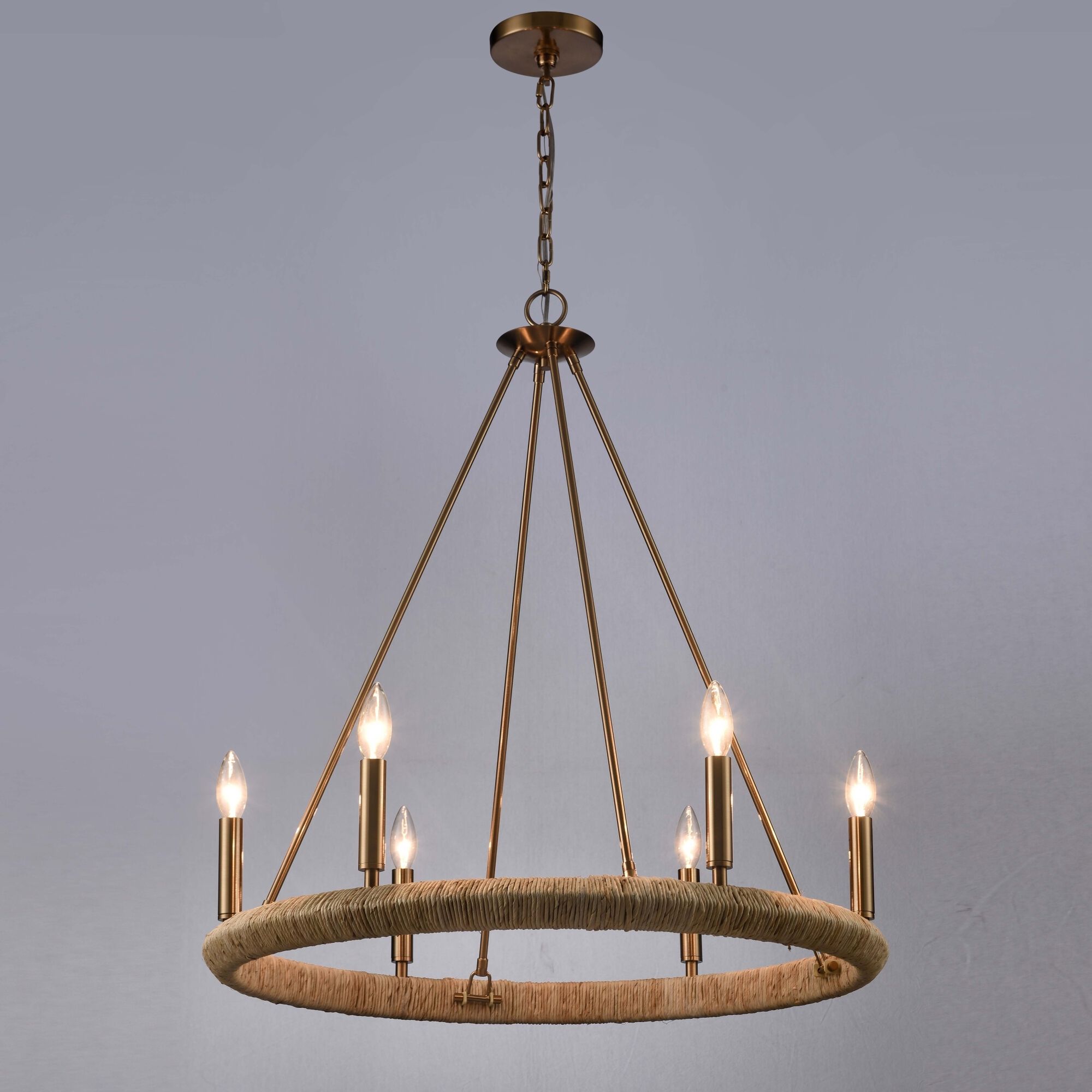 Cabana 6 Light 28 inch Lacquered Gold Chandelier Ceiling Light