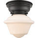 Aditi Small Oxford 1 Light 8 inch Matte Black Flush Mount Ceiling Light in Matte White Glass, Aditi