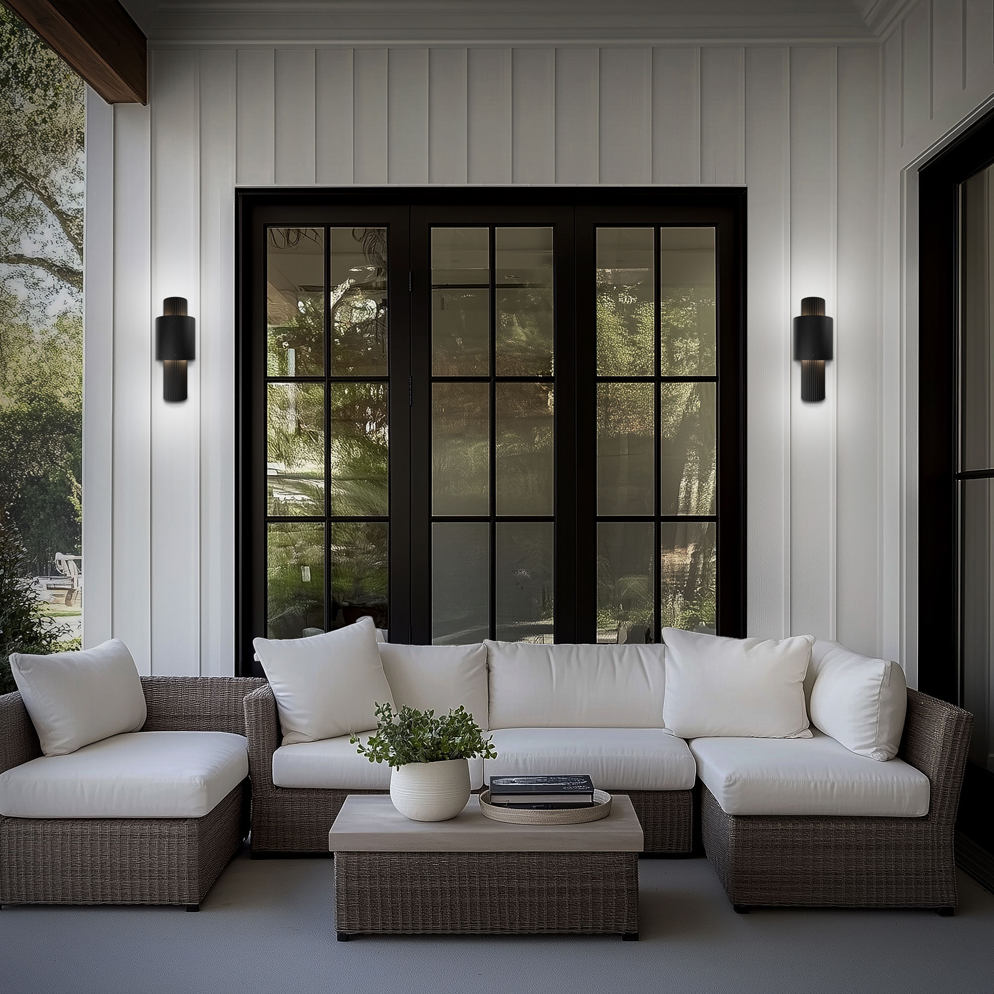 Piston LED 14 inch Black Outdoor Wall Light in 4000K, dweLED