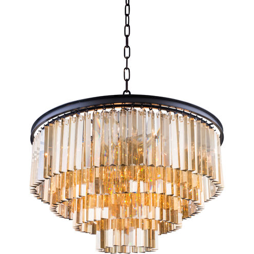 Sydney 17 Light 32 inch Matte Black Pendant Ceiling Light in Golden Teak, Urban Classic