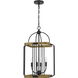 Ripon 4 Light 15.75 inch Iron/Oak Chandelier Ceiling Light