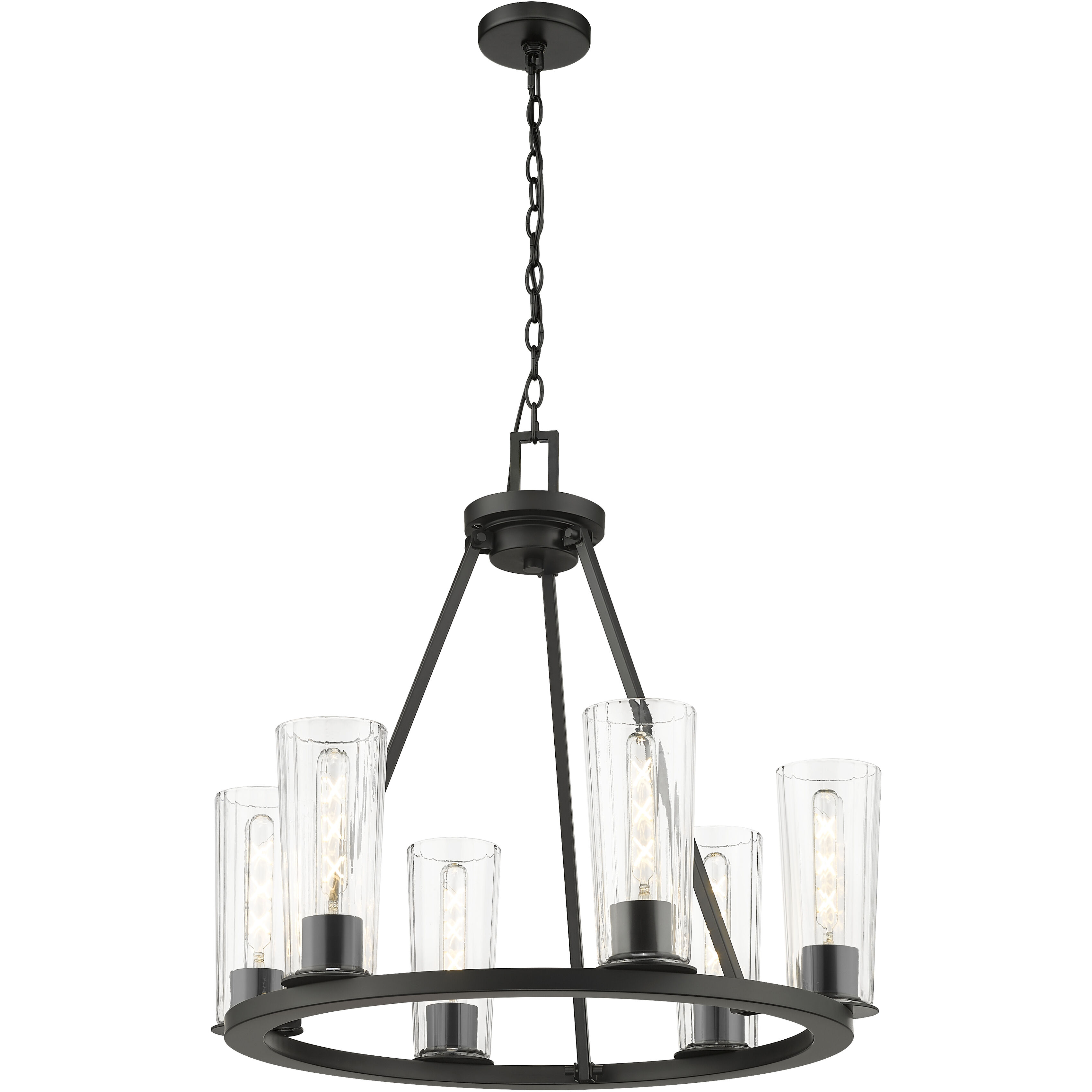 Titus 6 Light 26 inch Matte Black Chandelier Ceiling Light