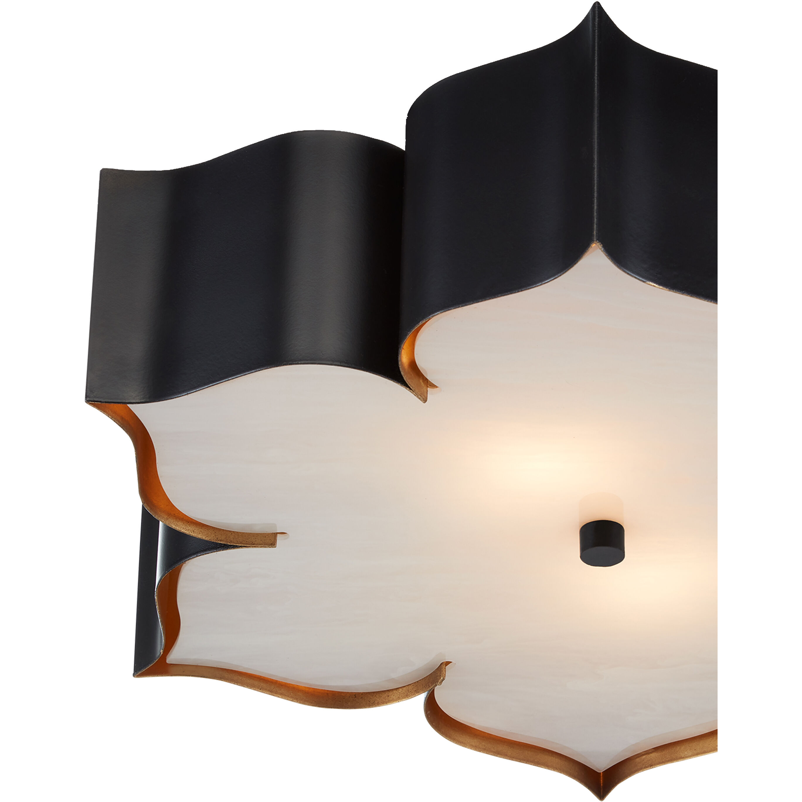 Grand Lotus 2 Light 19 inch Satin Black/Contemporary Gold Flush Mount Ceiling Light