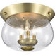 Boliver 3 Light 13.5 inch Vintage Brass Flush Mount Ceiling Light