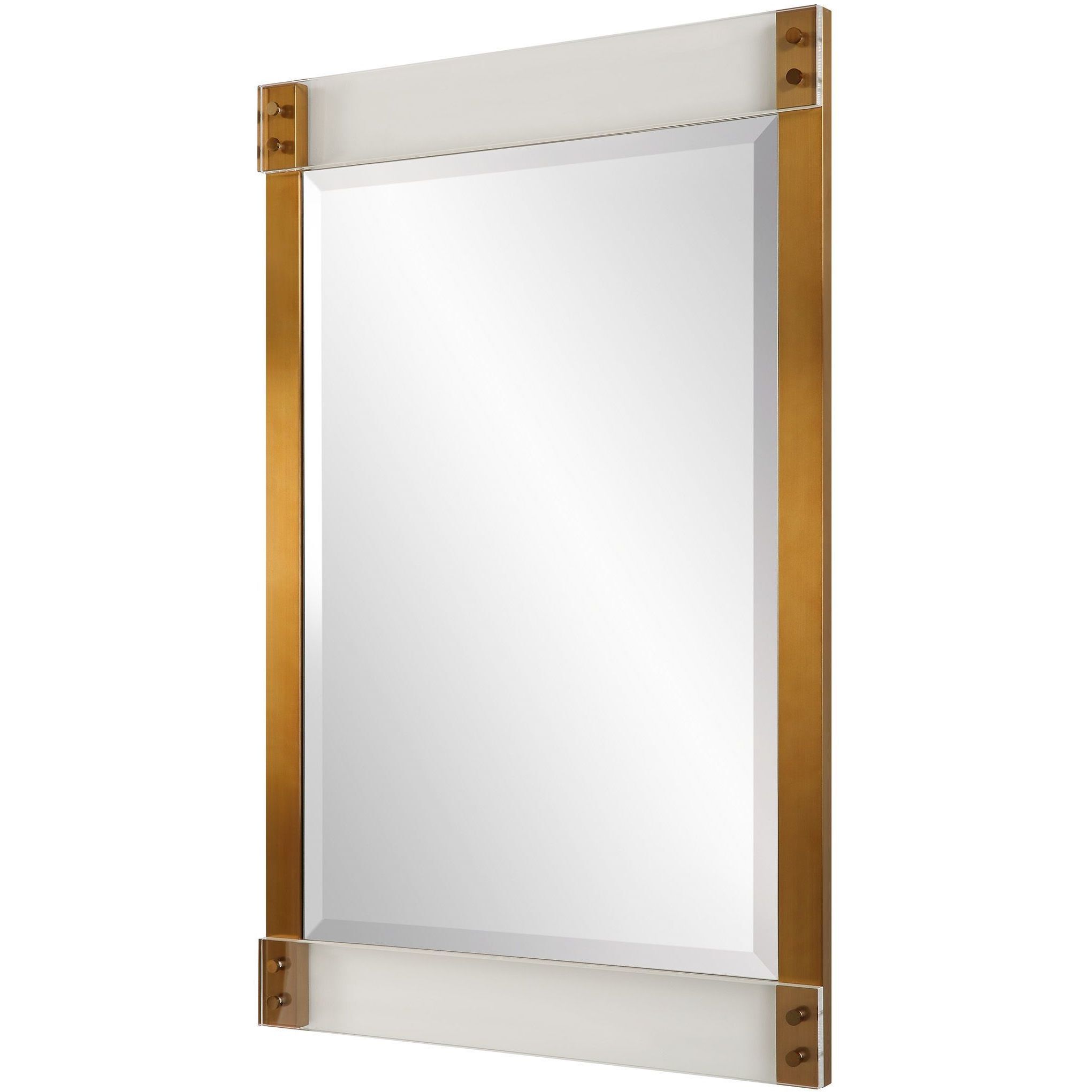 Nera 44 X 28 inch Plated Brass and Acrylic Mirror