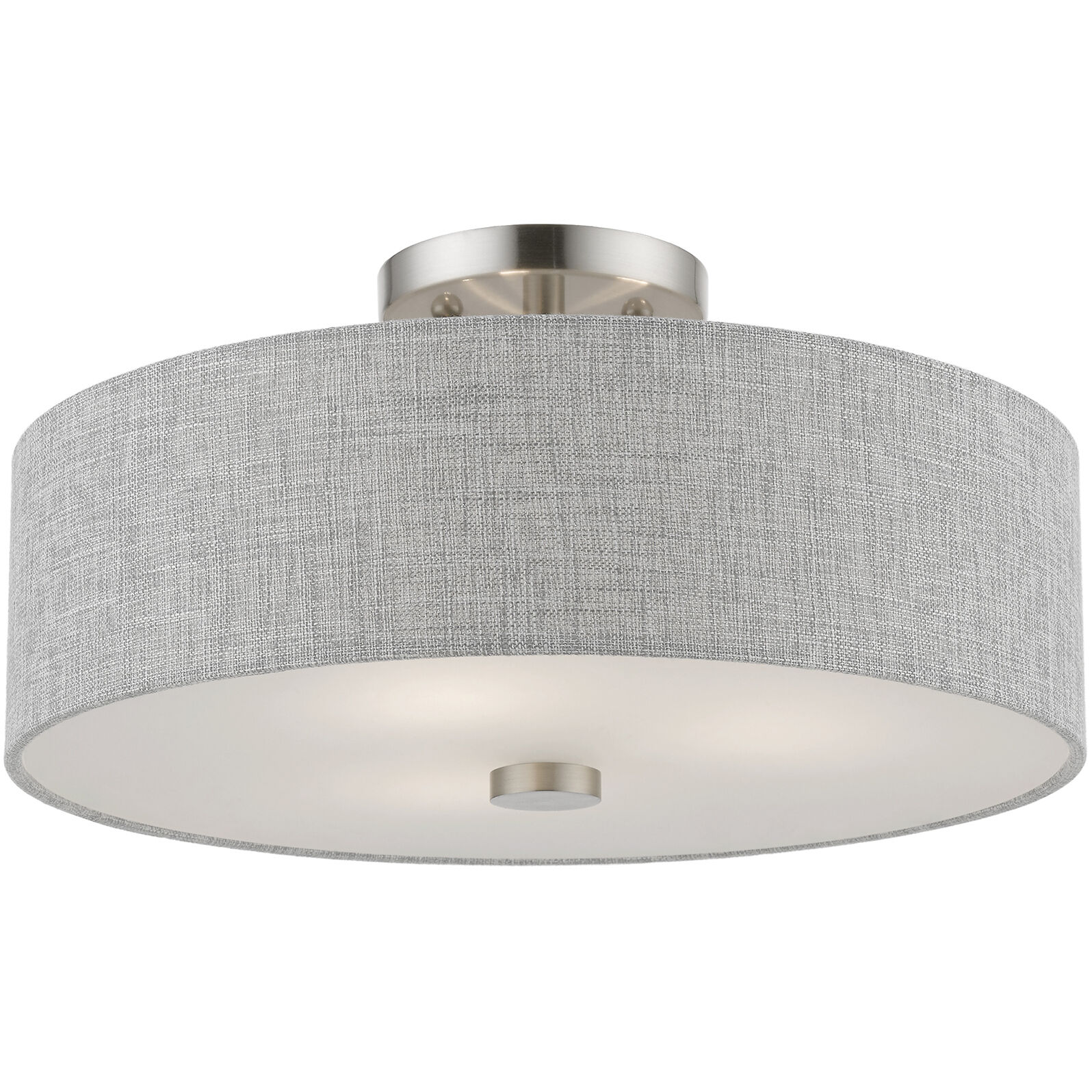 Dakota 3 Light 15 inch Brushed Nickel with Shiny White Accents Semi-Flush Ceiling Light
