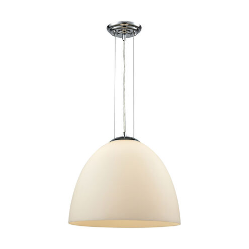Belle Mare 1 Light 15 inch Polished Chrome with White Pendant Ceiling Light
