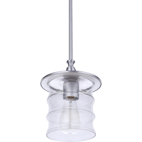 Canon 1 Light 7.5 inch Satin Aluminum Outdoor Pendant