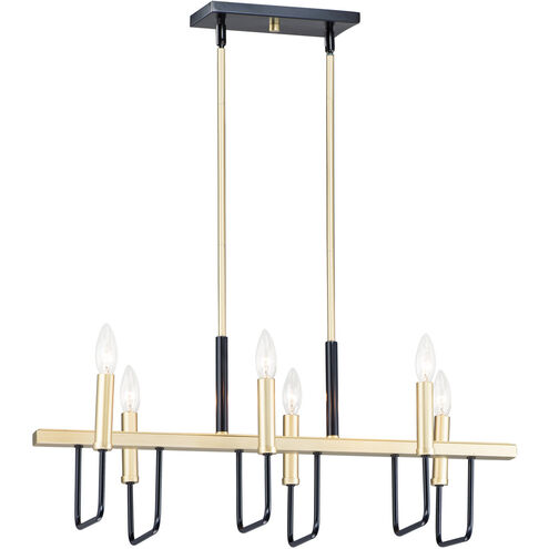 Sullivan 6 Light 30 inch Black/Gold Linear Pendant Ceiling Light