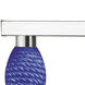 Players 3 Light 42 inch Brushed Nickel Billiard Ceiling Light in Blue Glass