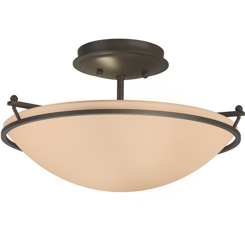 Plain 2 Light 14.5 inch Dark Smoke Semi-Flush Ceiling Light in Sand, Small