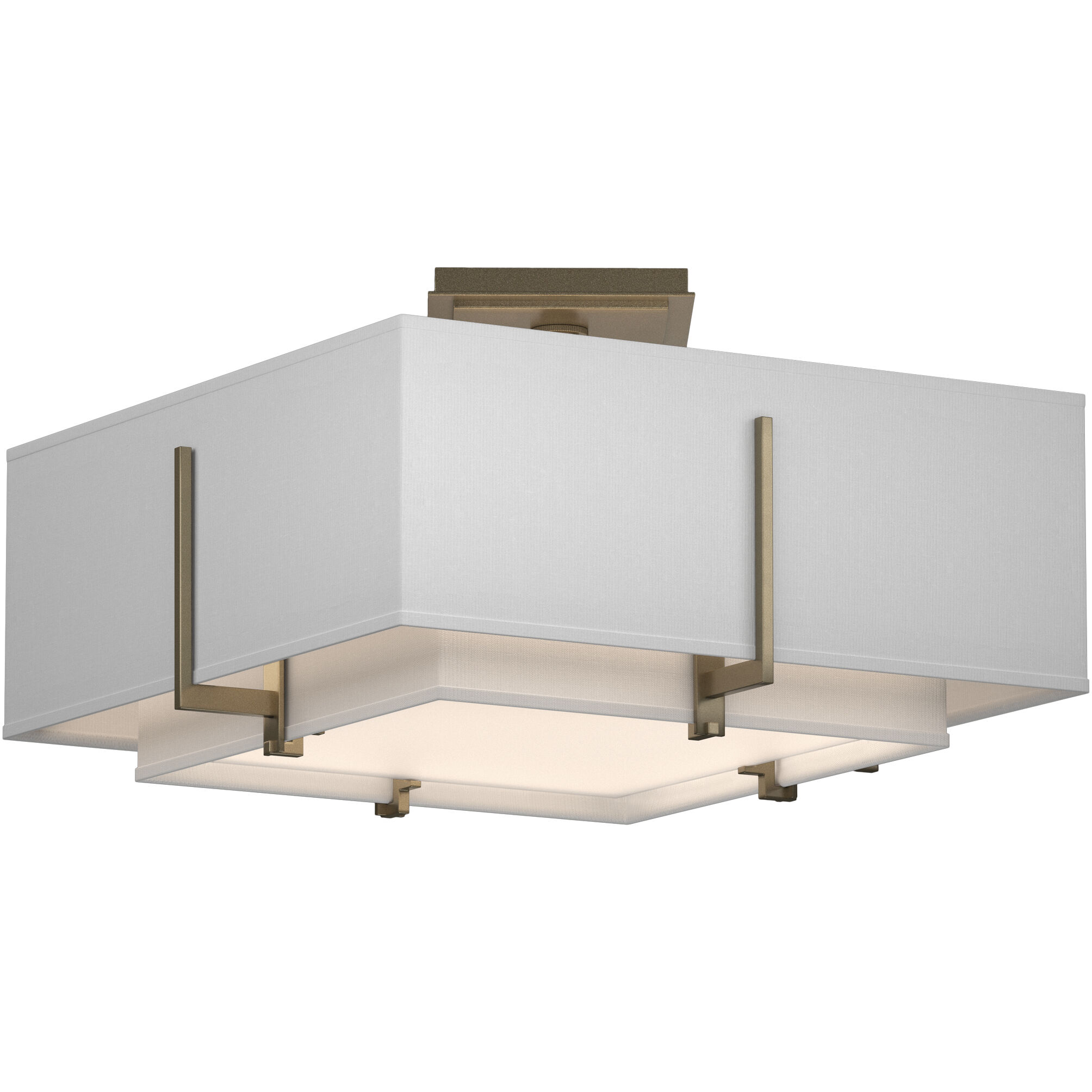 Exos 2 Light 16.6 inch Soft Gold Semi-Flush Ceiling Light in Natural Anna, Small