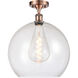 Ballston Athens 1 Light 14 inch Antique Copper Semi-Flush Mount Ceiling Light in Seedy Glass