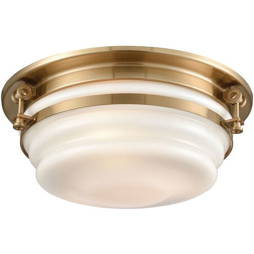 Riley 3 Light 15 inch Satin Brass Flush Mount Ceiling Light