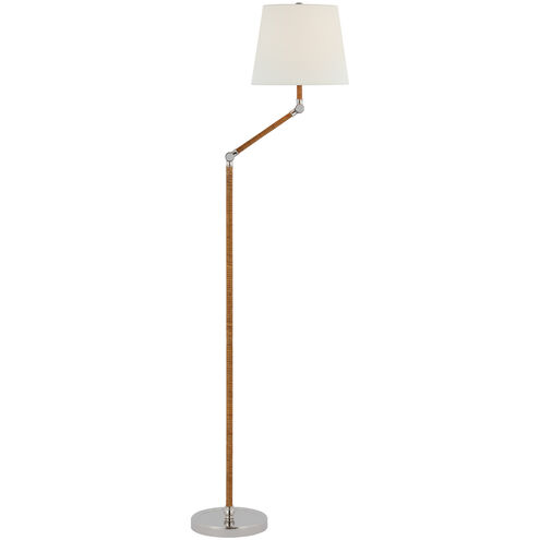 Chapman & Myers Basden 52 inch 15.00 watt Polished Nickel and Natural Rattan Bridge Arm Floor Lamp Portable Light