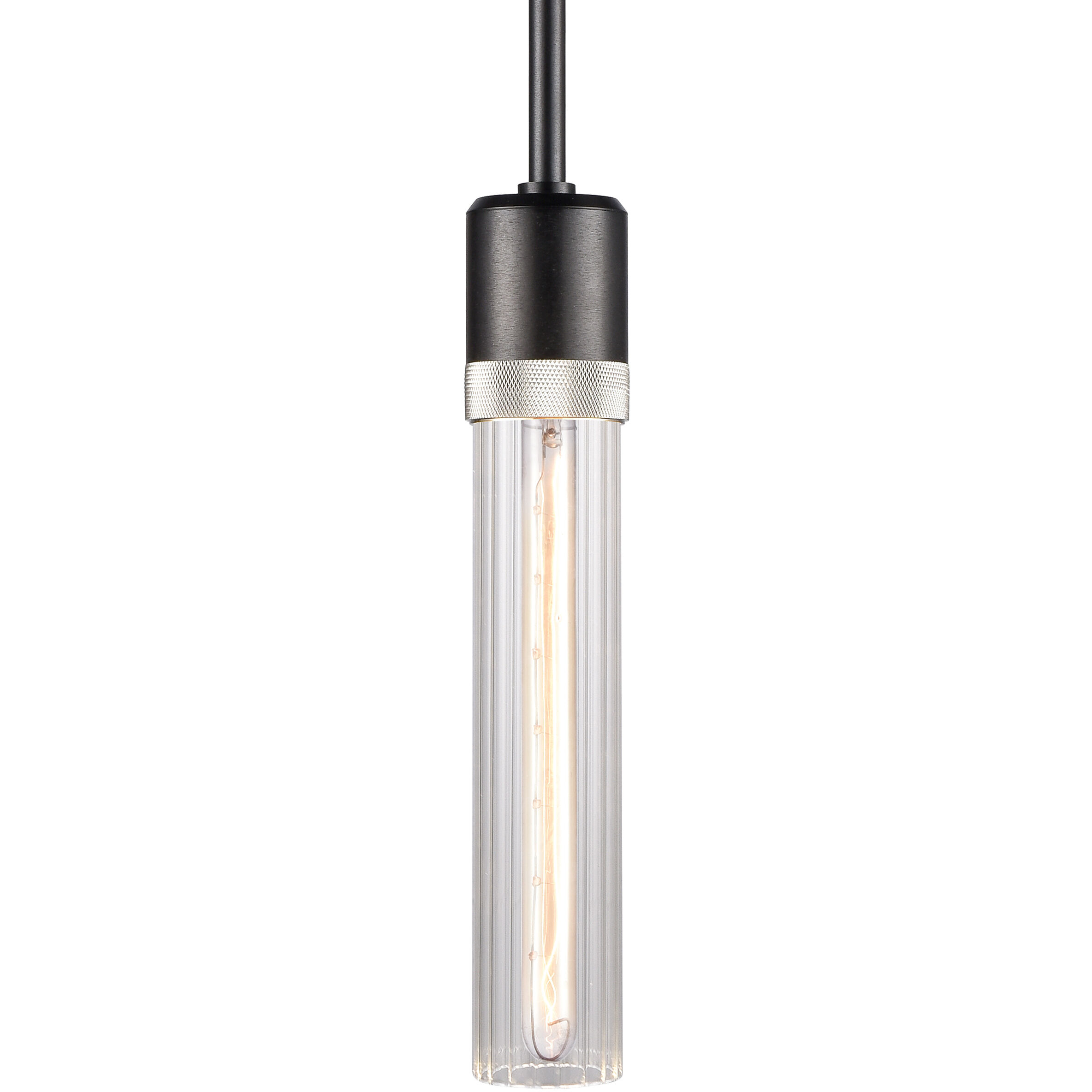 Zigrina 1 Light 5.13 inch Satin Brushed Black with Polished Nickel Pendant Ceiling Light