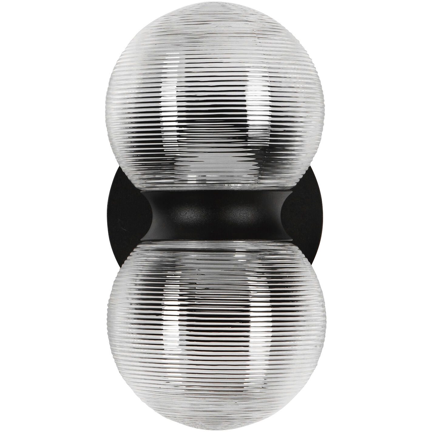 Peri LED 8.88 inch Black Exterior Wall in Clear Ribbed Glass
