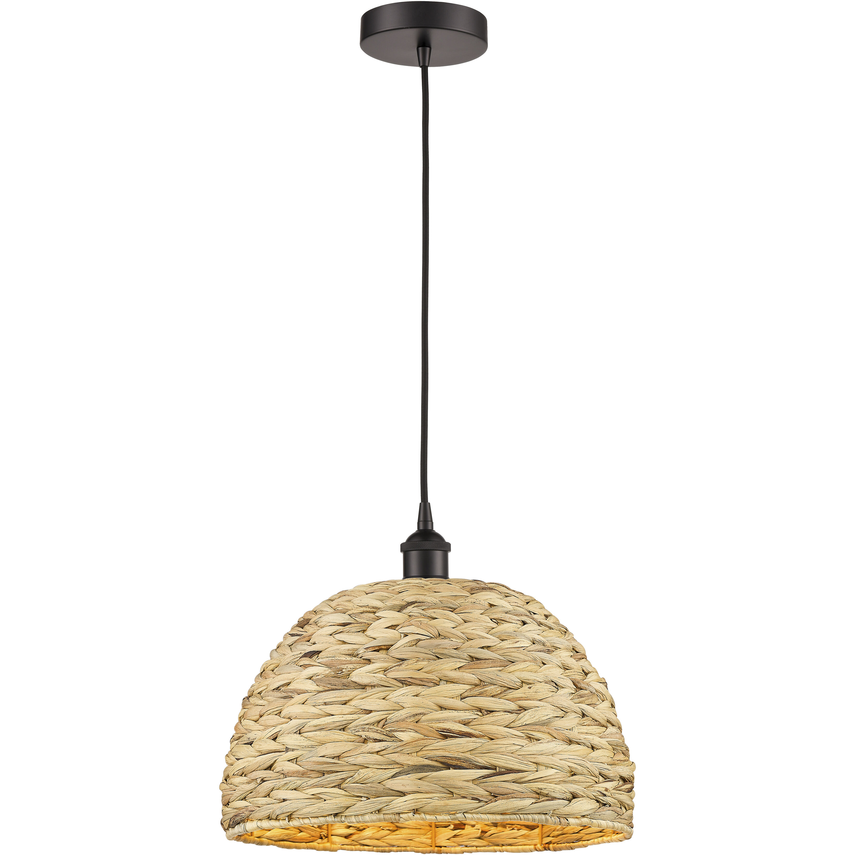 Edison Woven Rattan 1 Light 15.75 inch Oil Rubbed Bronze Mini Pendant Ceiling Light