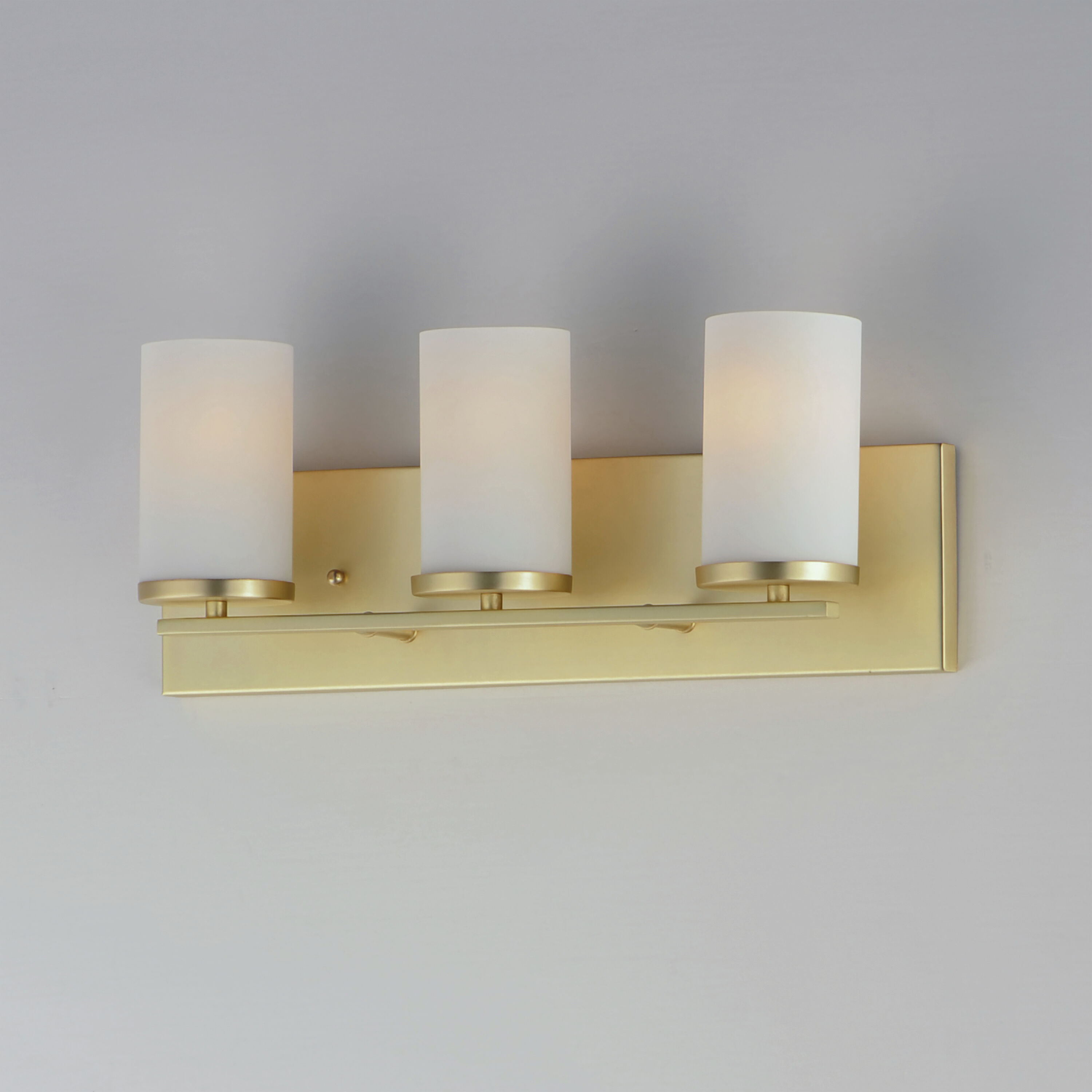 Lateral 3 Light 20 inch Satin Brass Bath Vanity Wall Light in Satin White