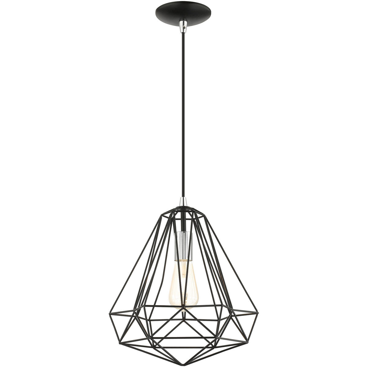 Geometric 1 Light 12.25 inch Shiny Black Pendant Ceiling Light