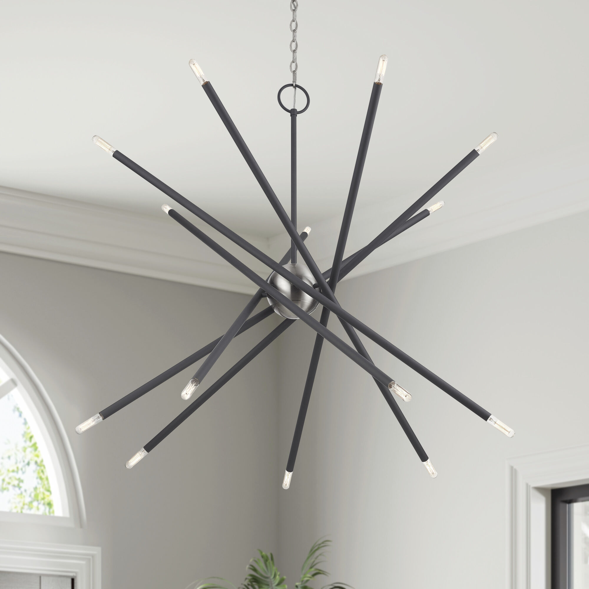 Soho 14 Light 40 inch Scandinavian Gray with Brushed Nickel Accents Foyer Chandelier Ceiling Light