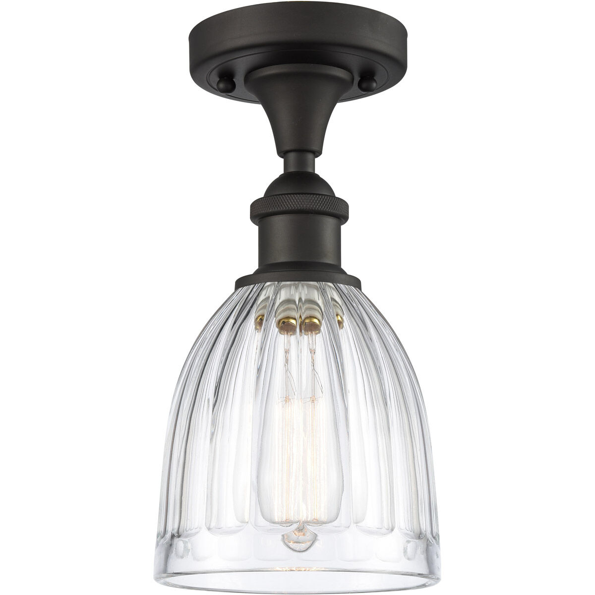 Ballston Brookfield 1 Light 6 inch Oil Rubbed Bronze Semi-Flush Mount Ceiling Light in Clear Glass, Ballston