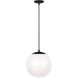 Leo - Hanging Globe 1 Light 12 inch Midnight Black Pendant Ceiling Light