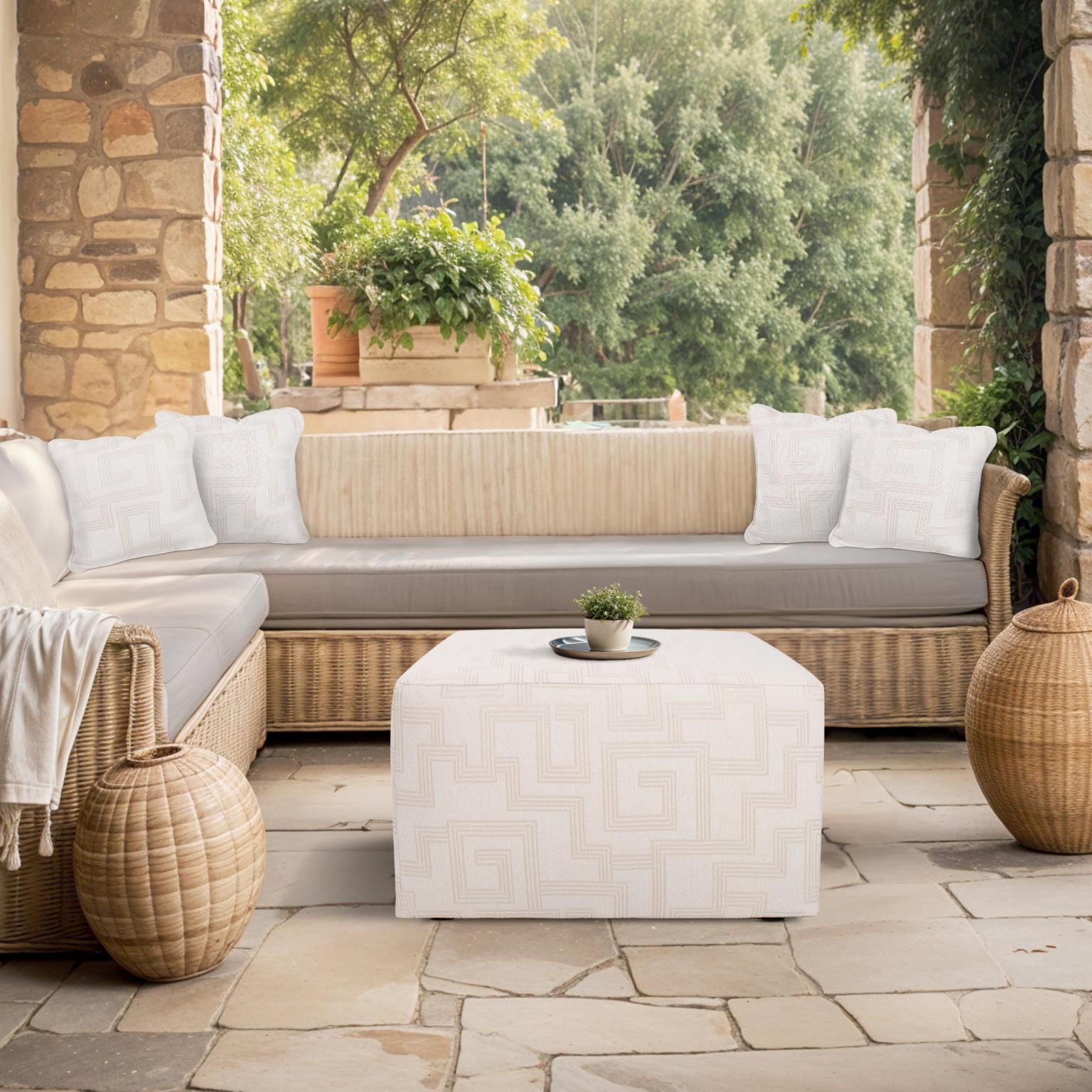 Syros Universal 18 inch Natural Outdoor Ottoman