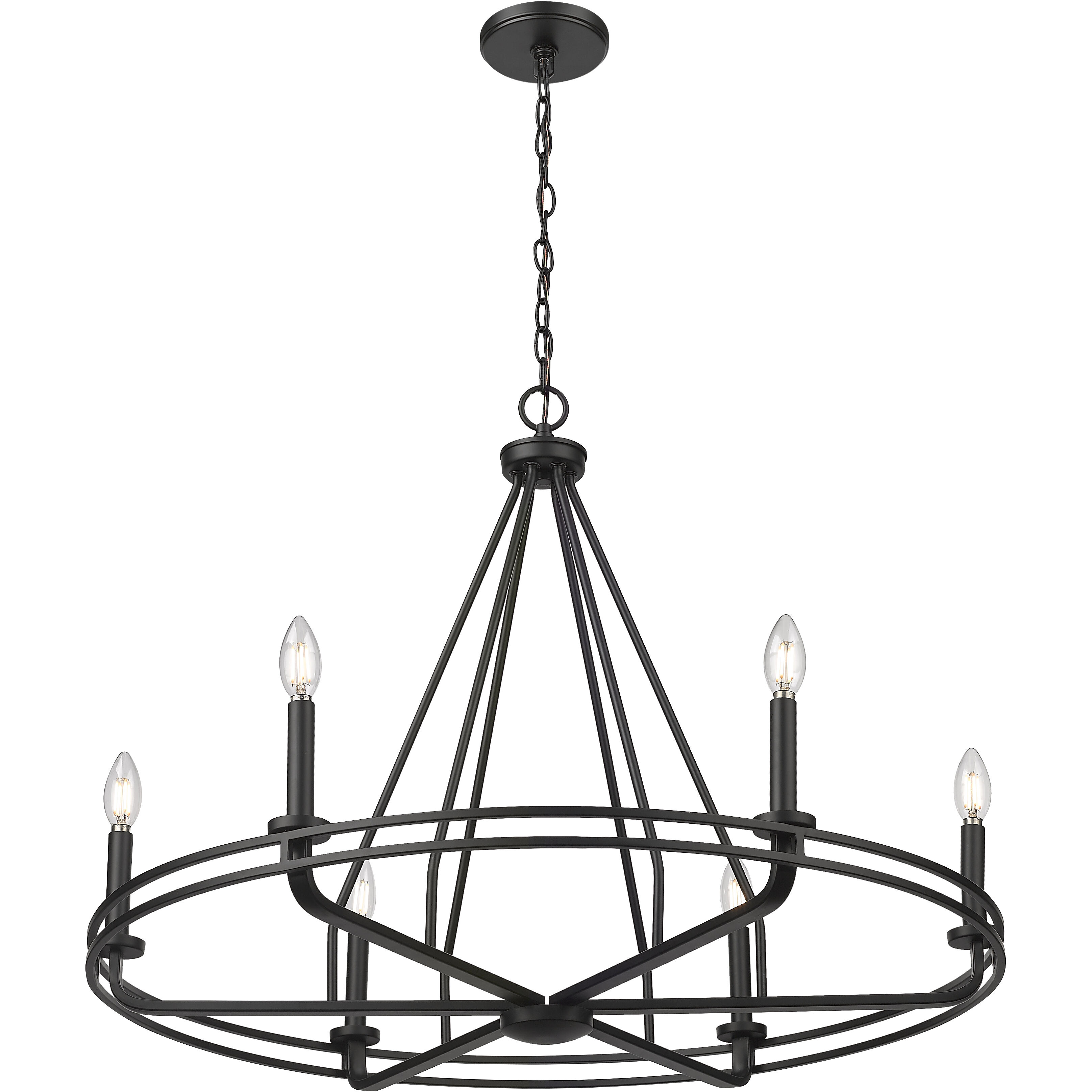 Jody 6 Light 32.5 inch Matte Black Chandelier Ceiling Light