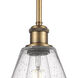 Ballston Cone LED 8 inch Brushed Brass Mini Pendant Ceiling Light in Seedy Glass
