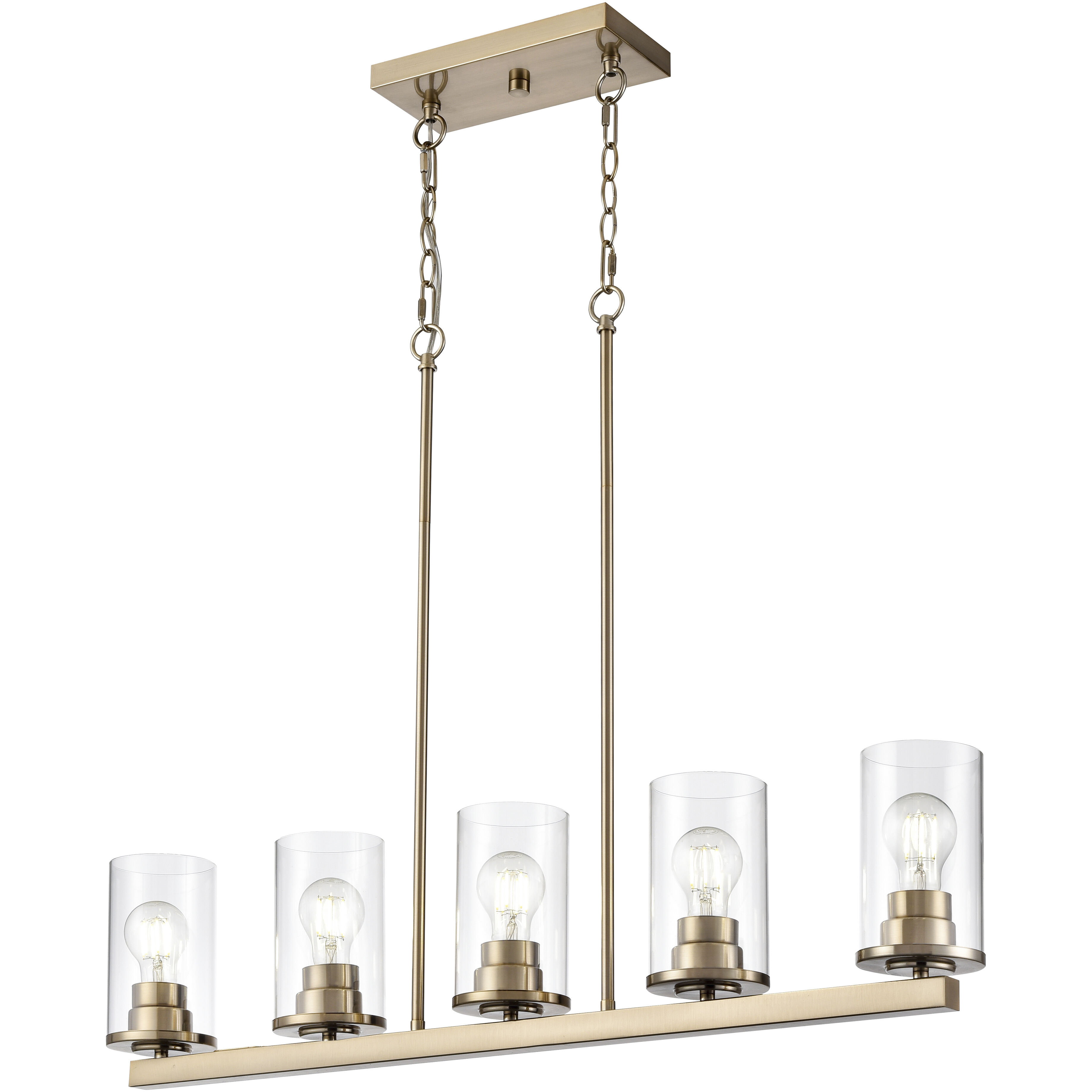 Verlana 5 Light 35 inch Modern Gold Linear Chandelier Ceiling Light