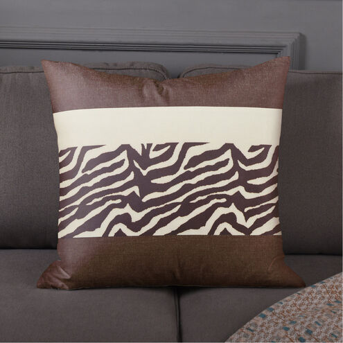 Dann Foley 24 inch Brown and Cream and Zebra Decorative Pillow