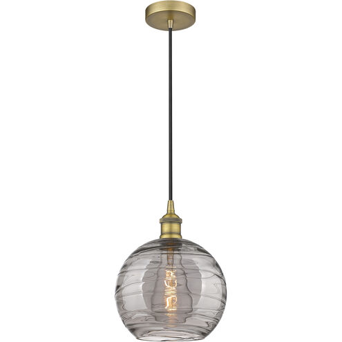 Edison Athens Deco Swirl 1 Light 10 inch Brushed Brass Cord Hung Mini Pendant Ceiling Light