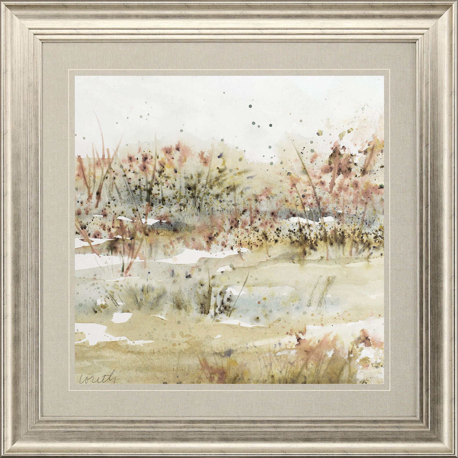 Scent of Fall Pink and Green and White and Yellow Framed Art