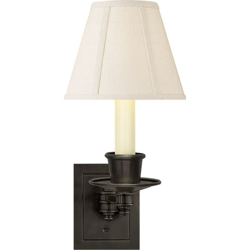Swing Arm Sconce 7 inch 40.00 watt Bronze Swing Arm Sconce Wall Light in Linen 1