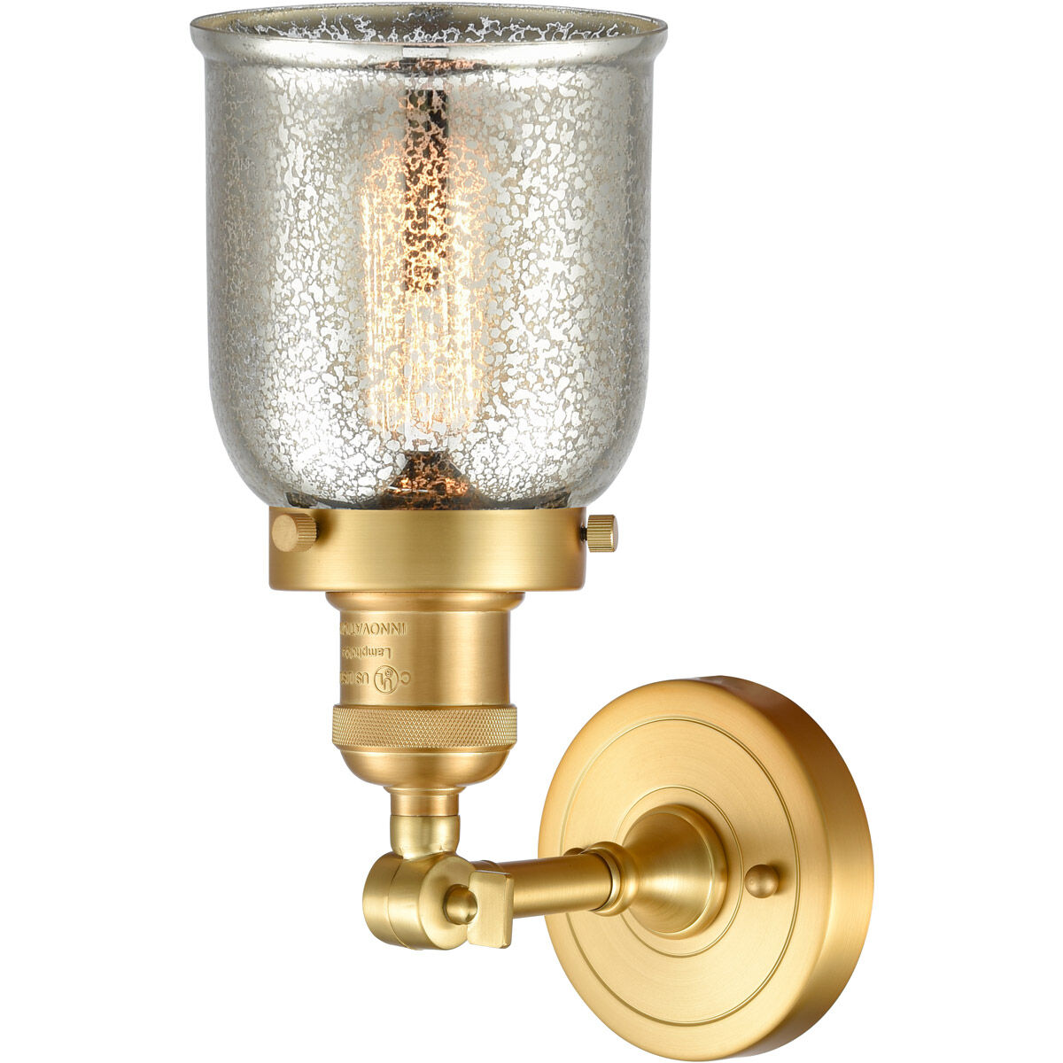 Franklin Restoration Small Bell LED 5 inch Satin Gold Sconce Wall Light in Silver Plated Mercury Glass, Franklin Restoration