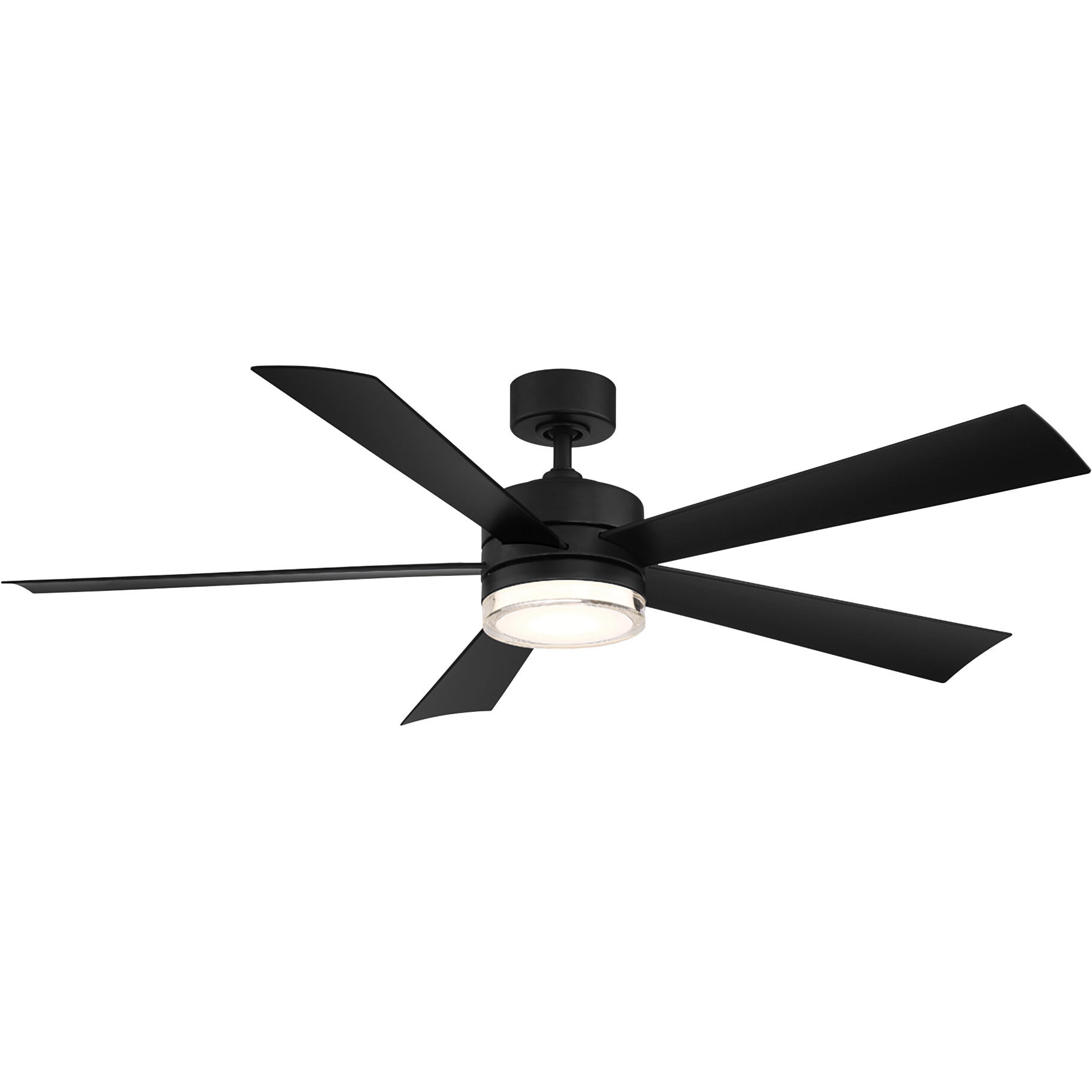 Wynd 52 inch Matte Black Downrod Ceiling Fan in 3000K, Smart Ceiling Fan